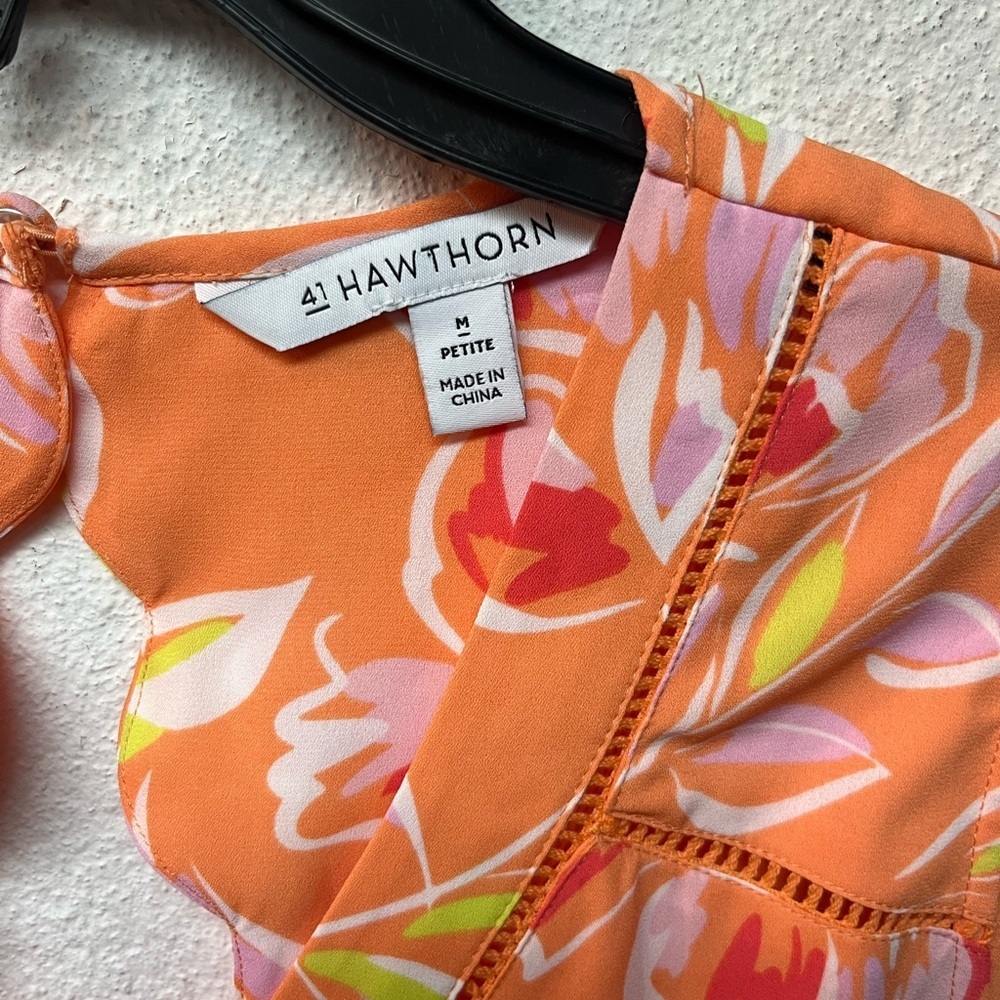 41 Hawthorn Vibrant Floral Mini Dress in Orange and Pink - Picture 3 of 6